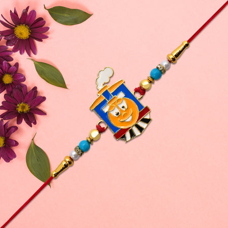 Kids Cartoon Train Rakhi With Colorful Beads Wukusy