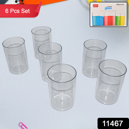 Apex Everyday Plastic Glass Set  6 Pieces Lightweight  Unbreakable Wukusy