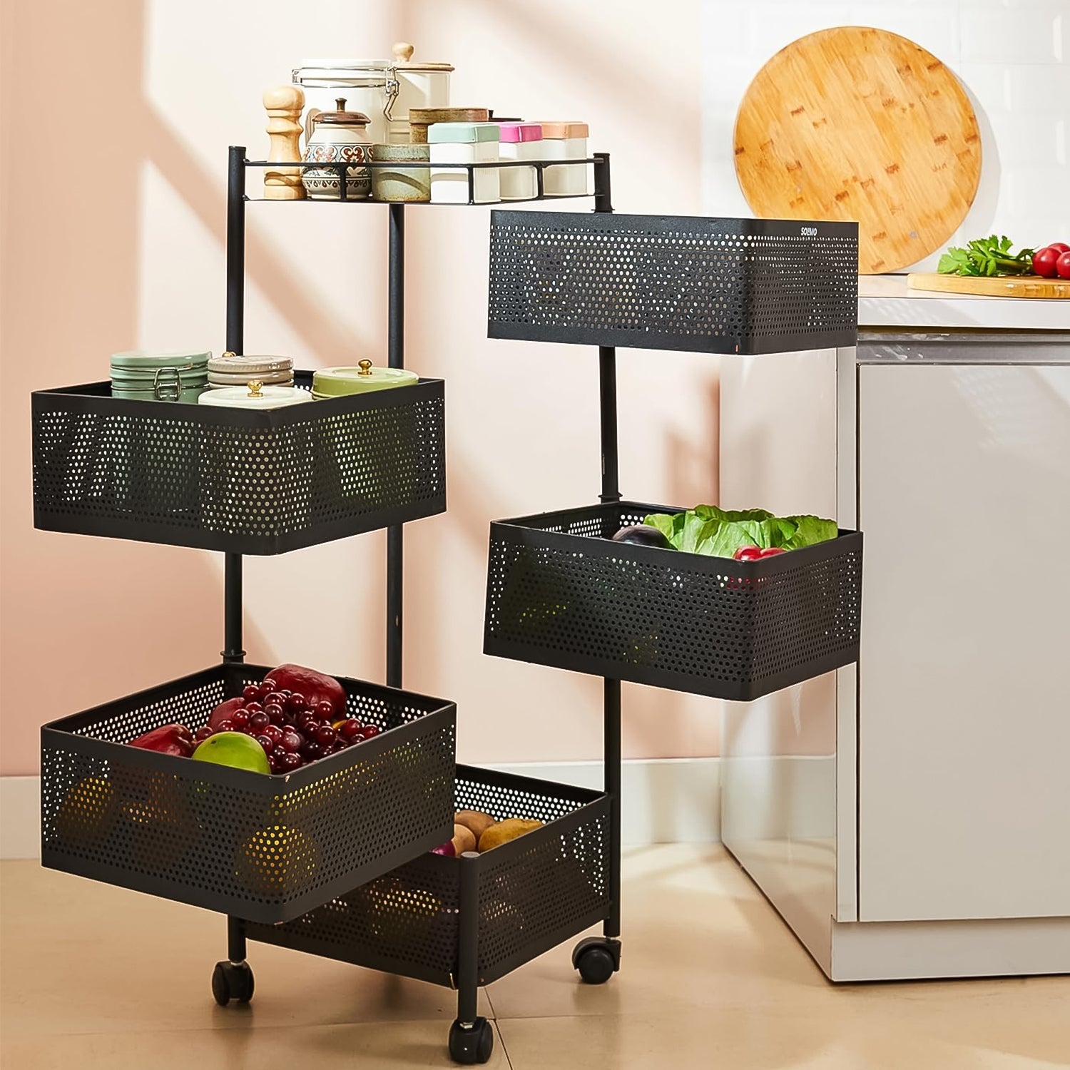 5 Layer Multipurpose Kitchen Storage Trolley With Wheels Wukusy