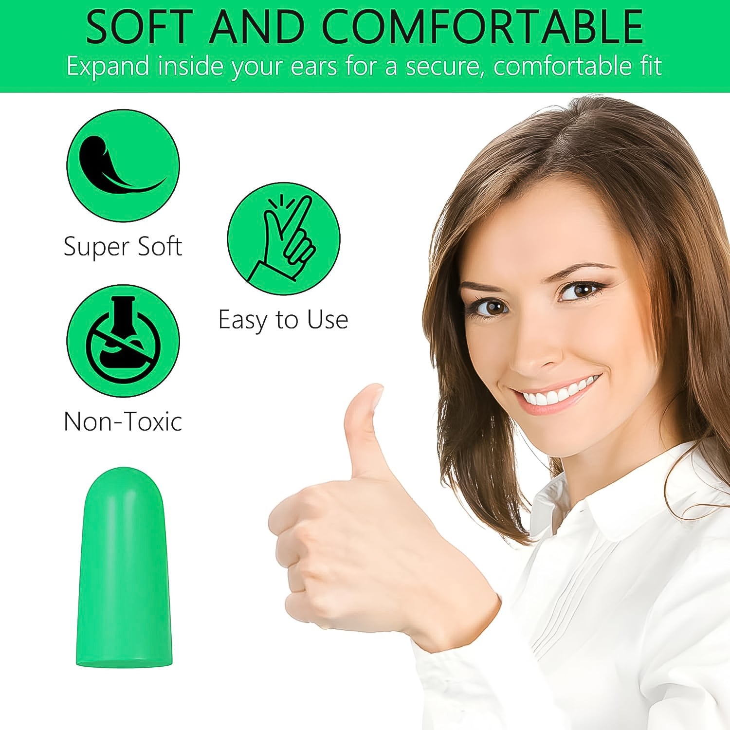 Earplugs Noise Reduction For Noise (1 Pair Foam) Wukusy