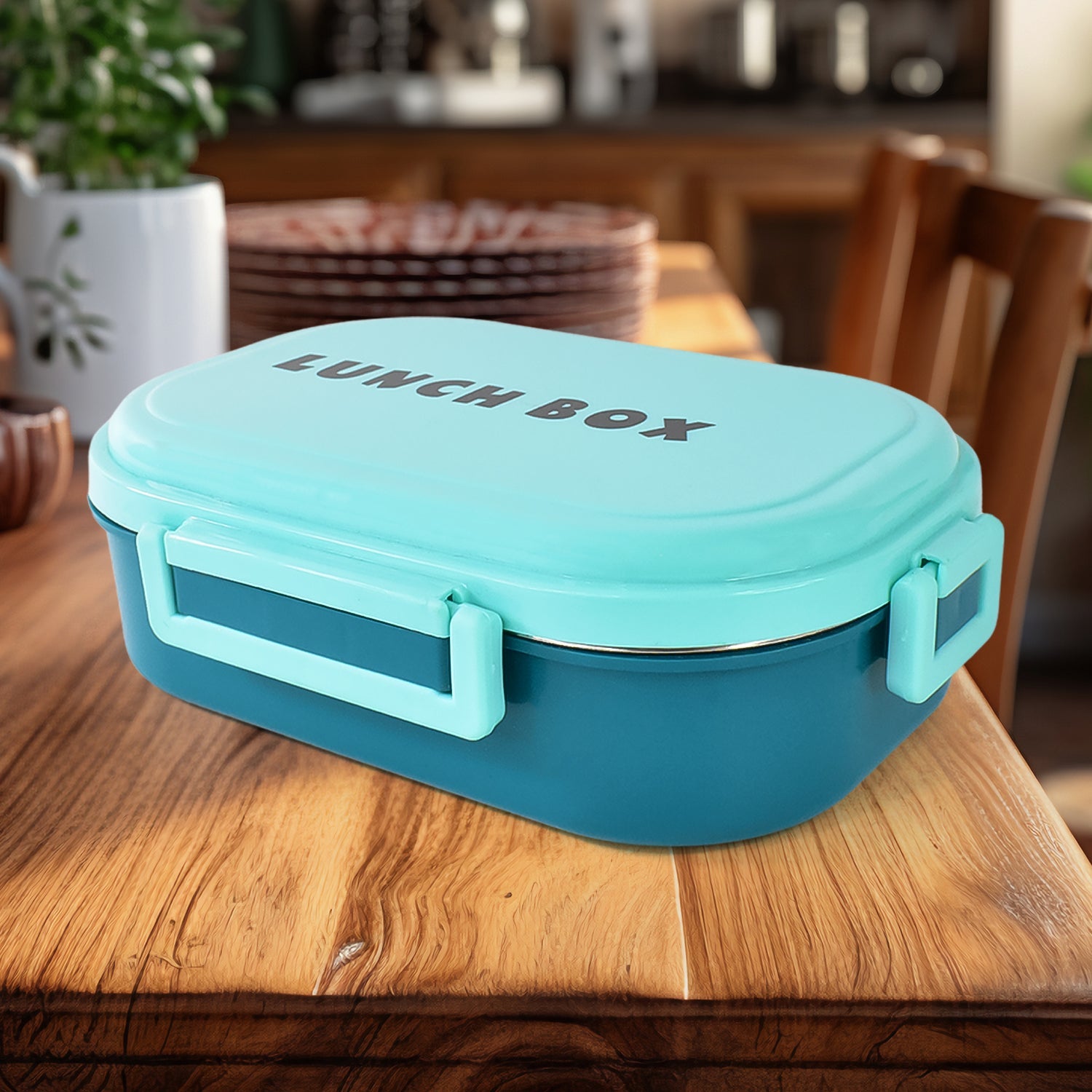 3 In 1 Spicy Bite Stainless Steel Lunch Box With Plastic Small Box  Spoon (1 Set) Wukusy