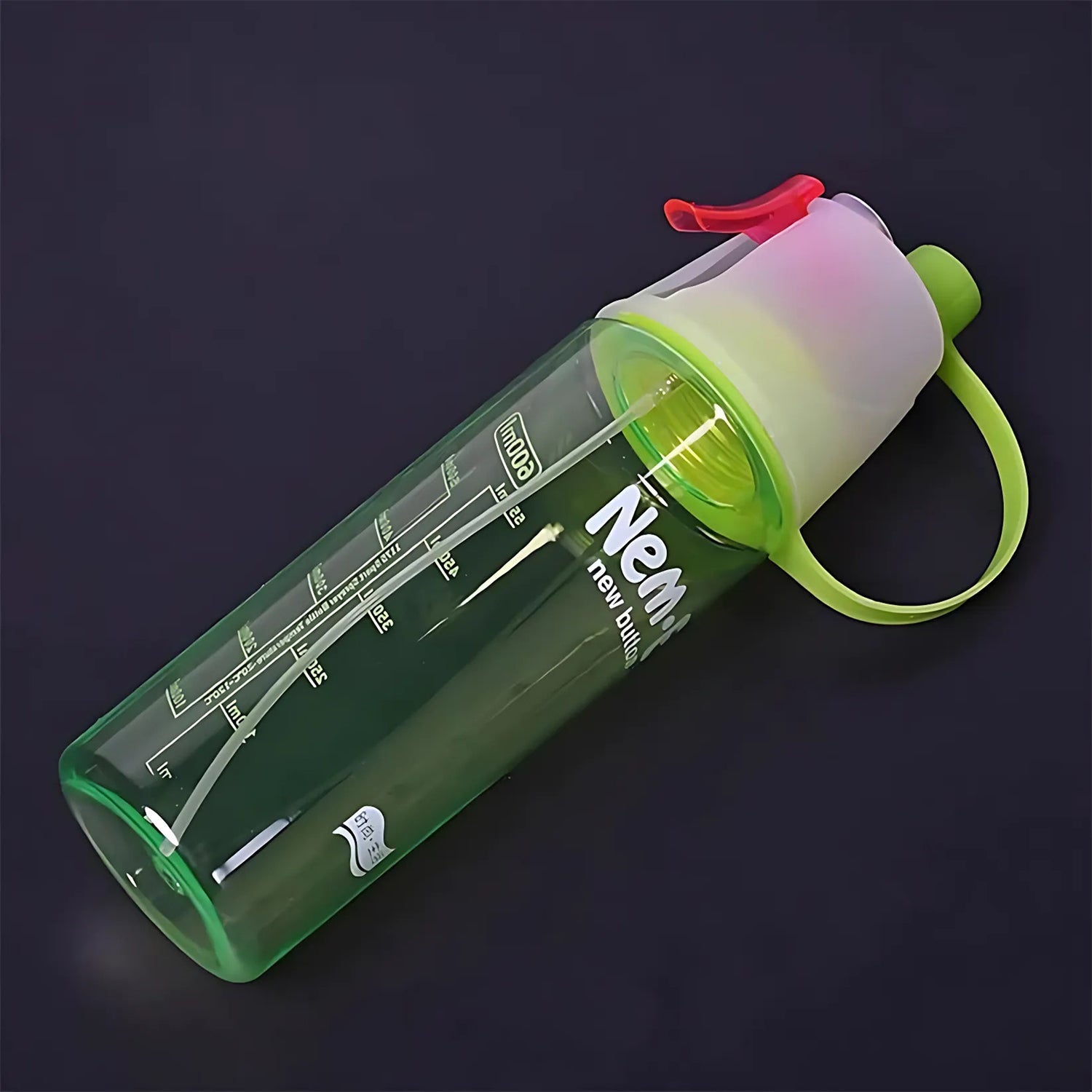 Plastic Dual Function Sports Water Bottle With Built-in Mist Spray And Leakproof Cap (600ml  1 Pc) Wukusy