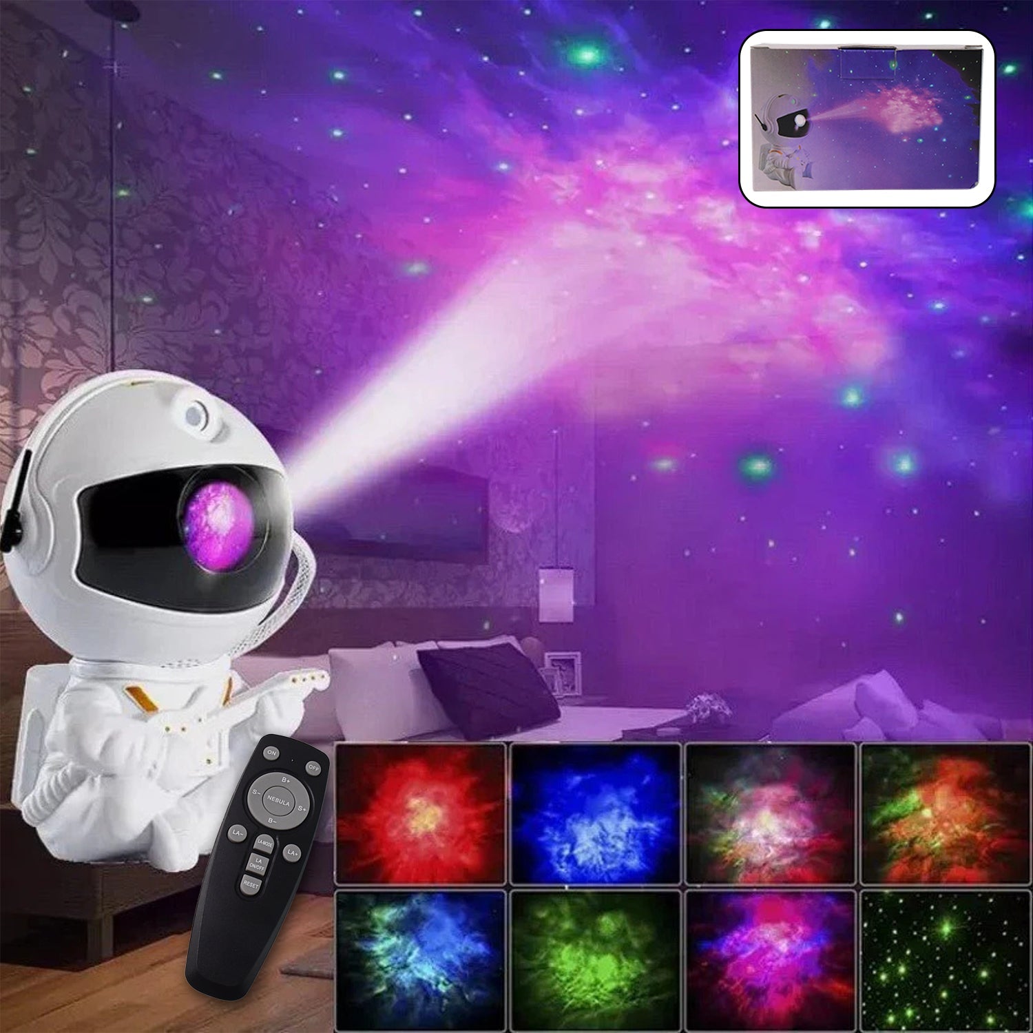 Astronaut Film Projector Night Light  360° Rotating Galaxy Star Nebula Lamp with 12 Patterns & Adjustable Brightness | Kids Bedroom, Party & Home Décor | #Astronaut projector, #galaxy projector lamp Wukusy