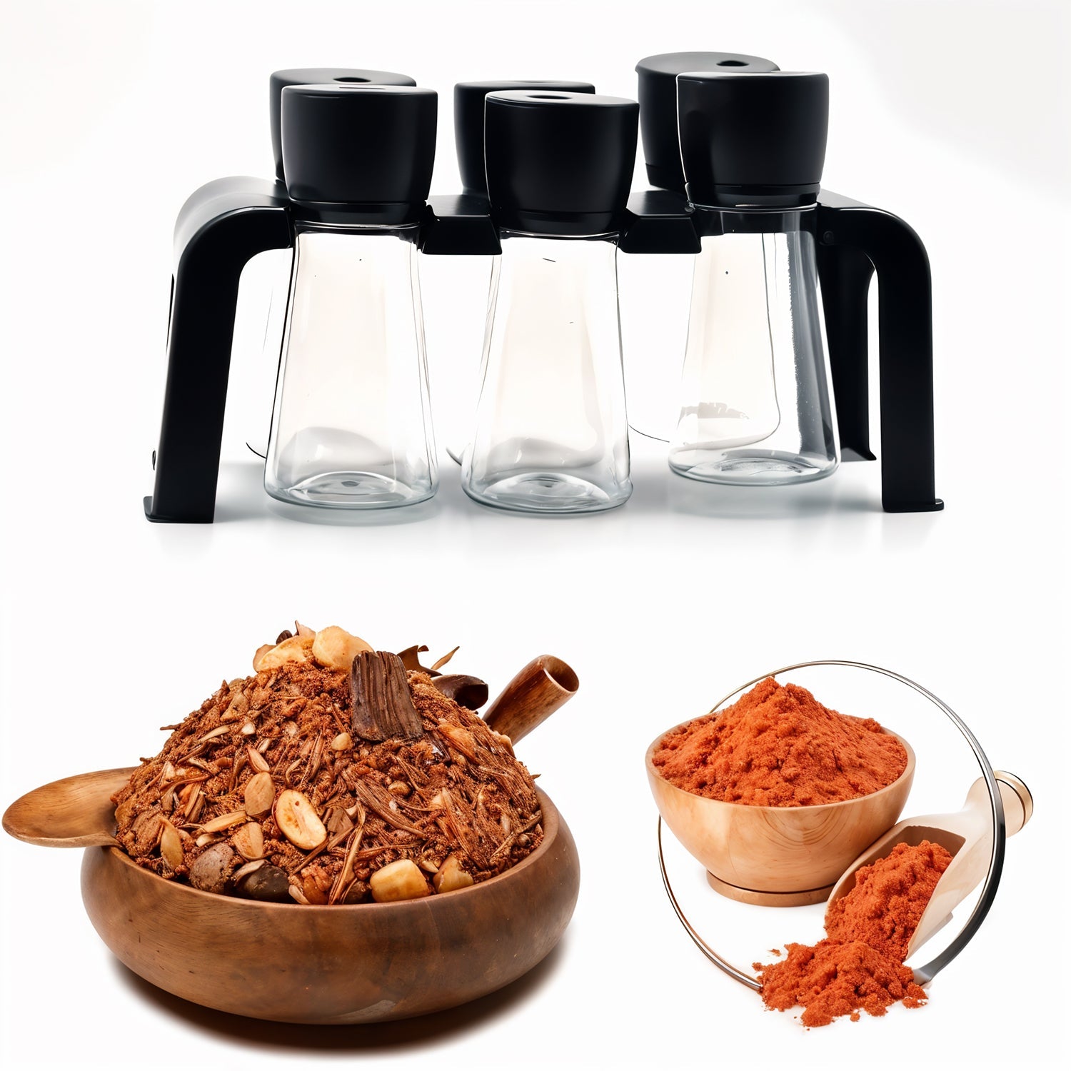 6-piece Plastic Spice Jar Set With Stand Wukusy
