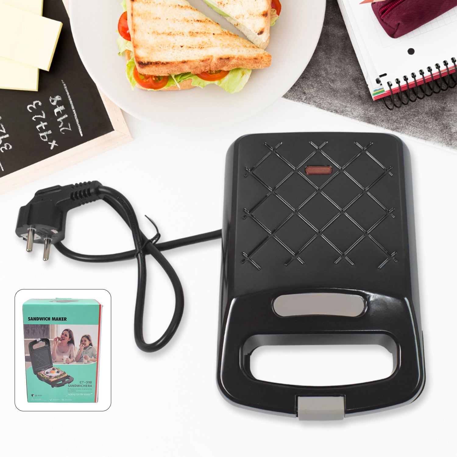 Sandwich Maker Makes Sandwich Non-stick Plates (1 Pc  500w) Wukusy