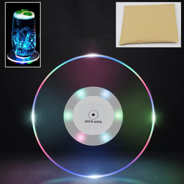Colorful Led Cocktail Coaster Round Ultra-thin Led Drink Coaster (1 Pc) Wukusy