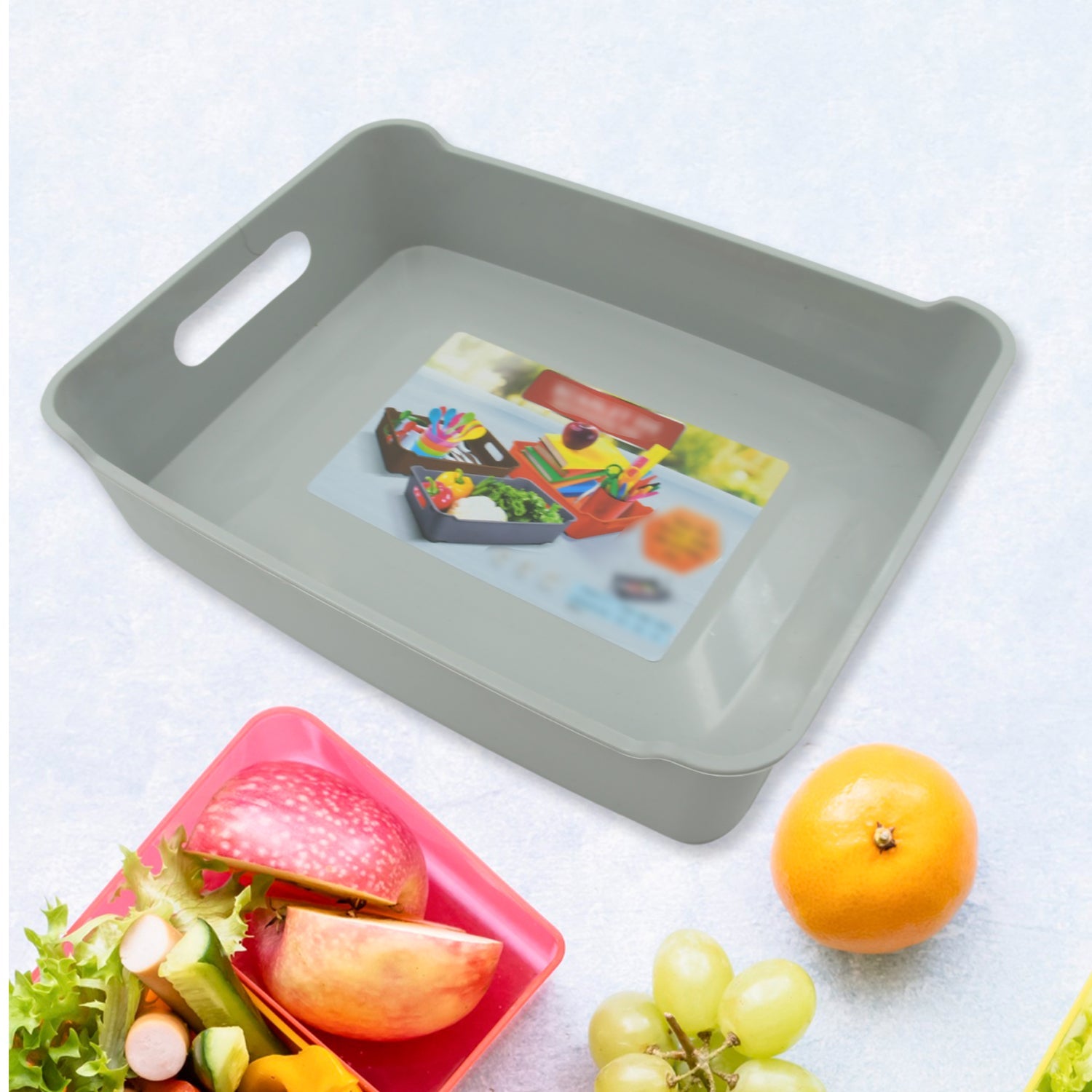 3645 Multipurpose Organising  Storage Plastic Tray  Fruit  Vegetable Multi Purpose Tray Organizer For Kitchen Countertop Cabinet Bathroom Plastic Storage Basket For Store Fruits Vegetables Magazines Cosmetics Stationary Set Of 3 Wukusy