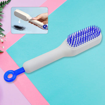 13947 Self-cleaning Hairbrush Self-cleaning Anti-static Detangling Massage Comb One-pull Clean Scalable Rotate Lifting Self Cleaning Hairbrush Hair Styling Tools Wukusy