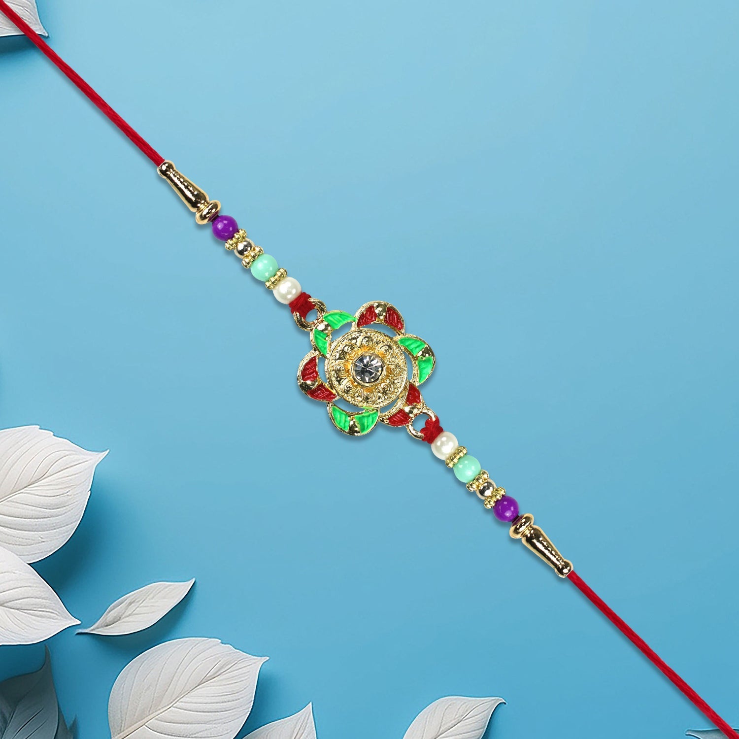 Gold-plated Floral Rakhi Wukusy