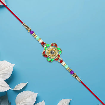 Gold-plated Floral Rakhi