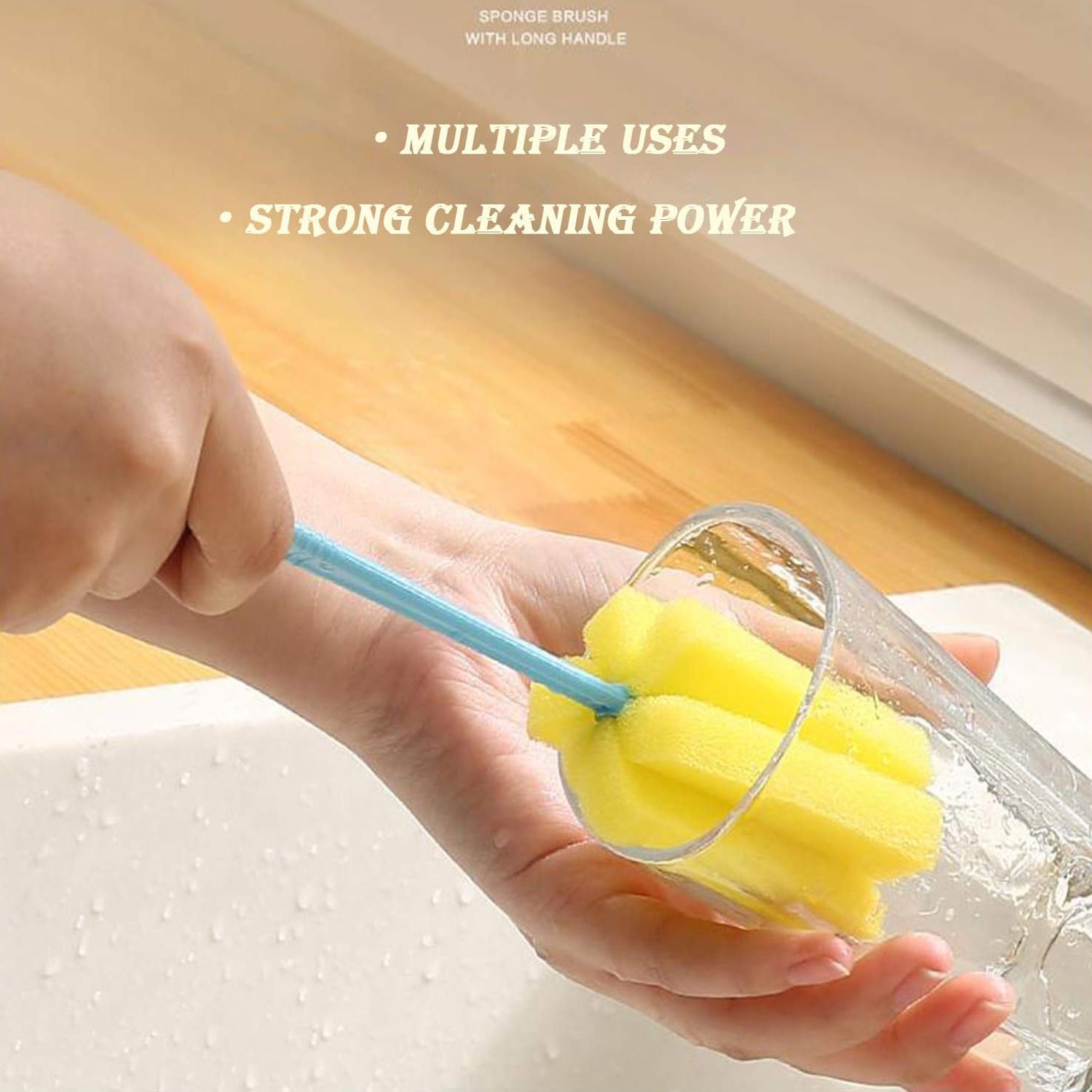 7443 Sponge Cup Washing Brush Washing Cup Milk Bottle Cleaning Brush Kitchen Brush Water Cup Tea Cup Brush Sponge Head Household Kitchen Cleaning Tool (20cm) Wukusy