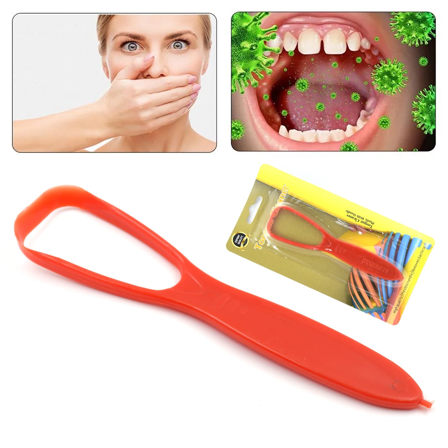 Plastic Tongue Cleaner For Kids  Adults  Tongue Scraper For Bad Breath Maintain Oral Hygiene For Daily Use  For Fresh Breath  Bacteria Removal  Improved Taste Plastic With Handle Tongue Cleaner (1 Pc ) Wukusy