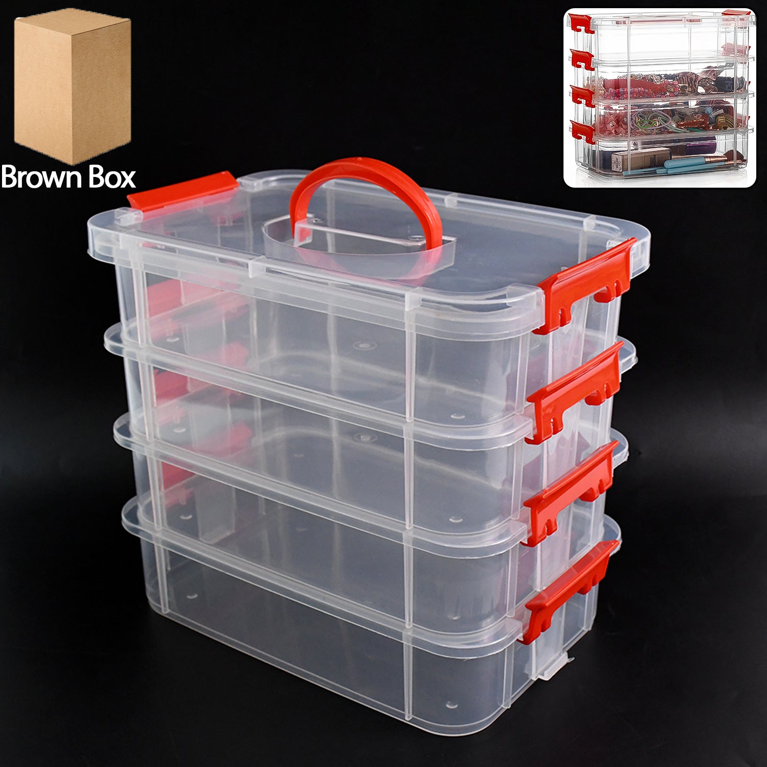 4-layer Transparent Multipurpose Plastic Storage Box Wukusy