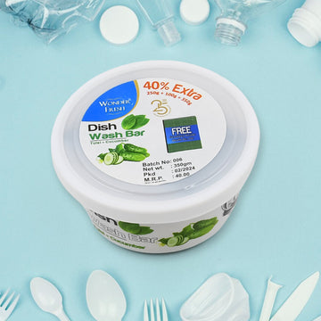 Fresh Mix Flavor Round Dishwash Bar With Super Scrubber Free Complete Dishwashing Solution Tough Stains Remover (350 Gm) Wukusy