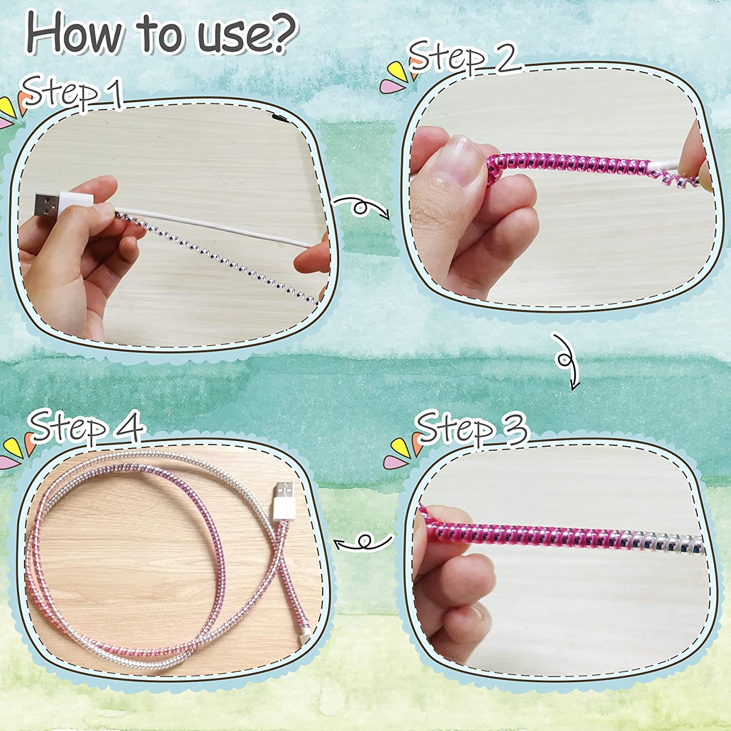 6011 Metallic Finish Cable Spiral Protectorwire Repairpet Cord Protectorheadphone Saver Cable Wrapcover For Mac Charging Cable Wukusy