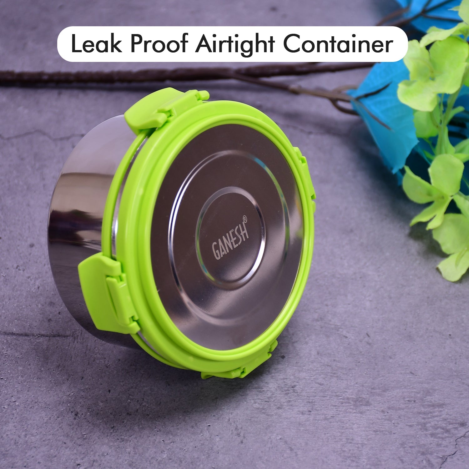 8139 Ganesh Solo Round 400 Stainless Steel Leak Proof Airtight Lunch Pack For Office  School Use Wukusy