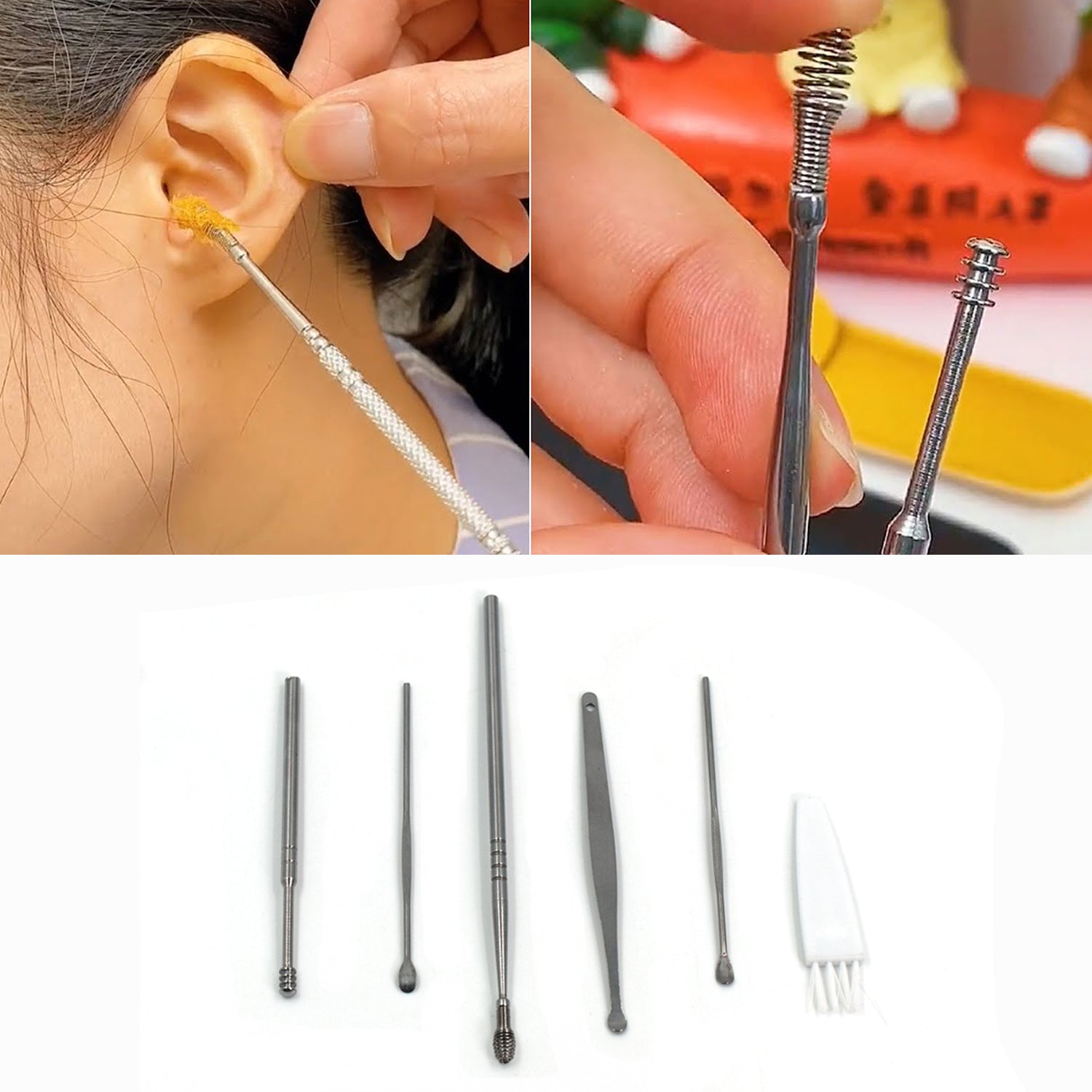 6314 6pcs Earwax Removal Kit  Ear Cleansing Tool Set  Ear Curette Ear Wax Remover Tool Wukusy