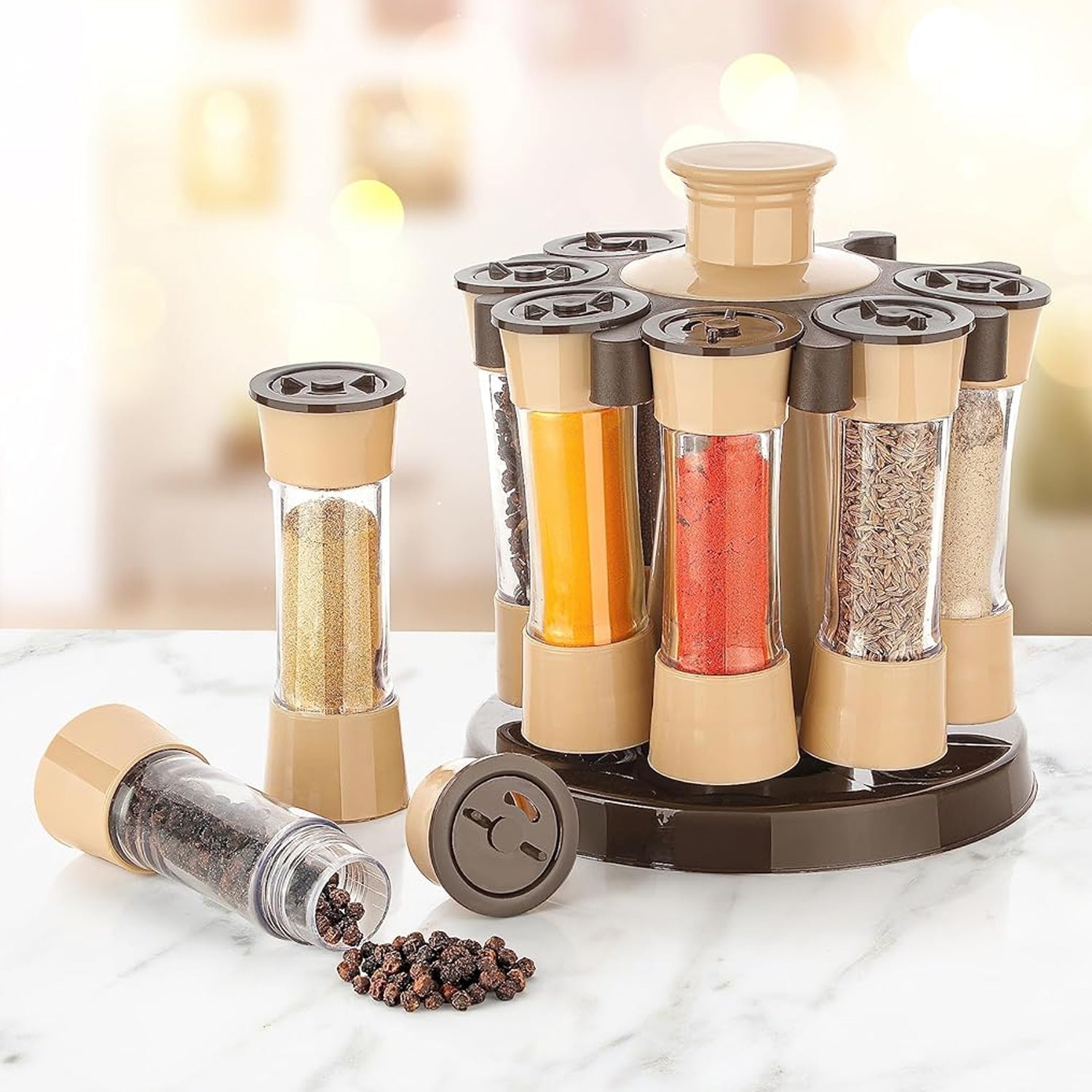360 Revolving Spice Rack For Kitchen And Dining Table 8 Spice Jars Wukusy