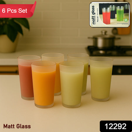 Matt Finish Glass Tumbler Set (Approx 300ml  6 Pc) Wukusy