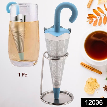 Reusable Cute Umbrella Tea Strainer With Tray  Stand (1 Pc) Wukusy