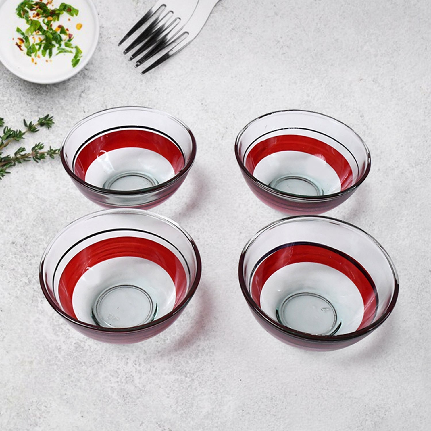 Healthy Choice Set Of 4pc Ceramic Cup And 4pc Glass Bowl With Plastic Plate (9 Pcs Set) Wukusy