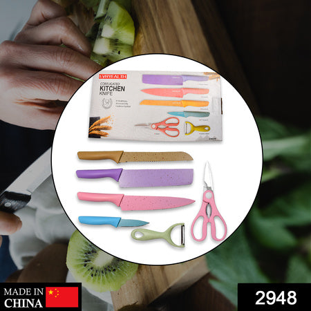 2948 Corrugated 6pc Kitchen Knife Set Professional Box Knife Set 6 Piece Forged Kitchen Knives With Box. Wukusy