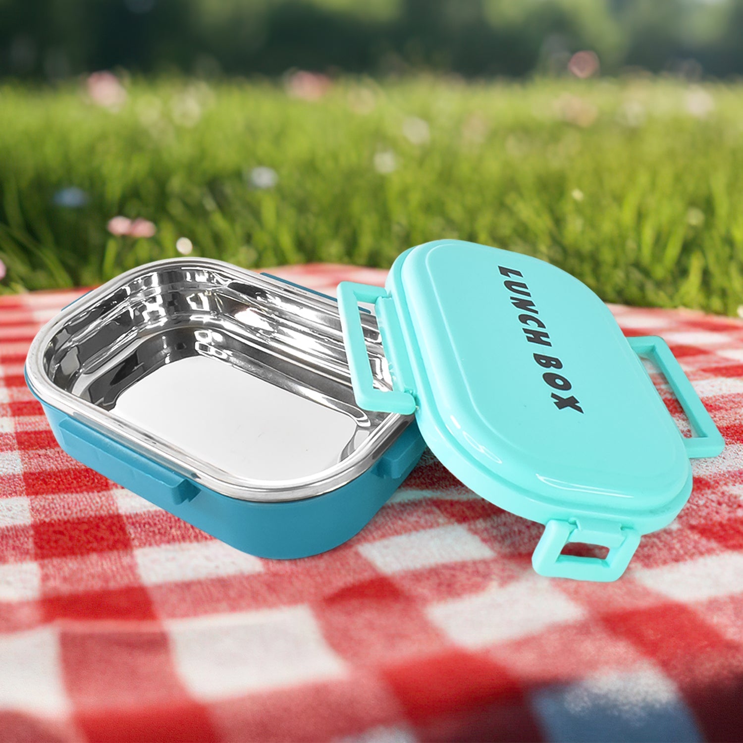 3 In 1 Spicy Bite Stainless Steel Lunch Box With Plastic Small Box  Spoon (1 Set) Wukusy