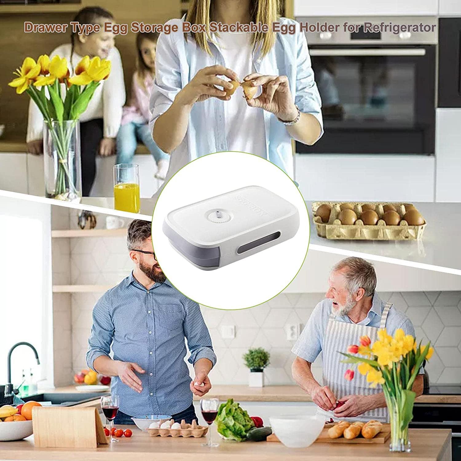 5723 Egg Storage Box Plastic Egg Drawer Fridge Egg Organizer Egg Keeper Refrigerator Egg Drawer Plastic Egg Carton Covered Egg Holder Pantry Egg Bin Household Egg Tray (1 Pc) Wukusy