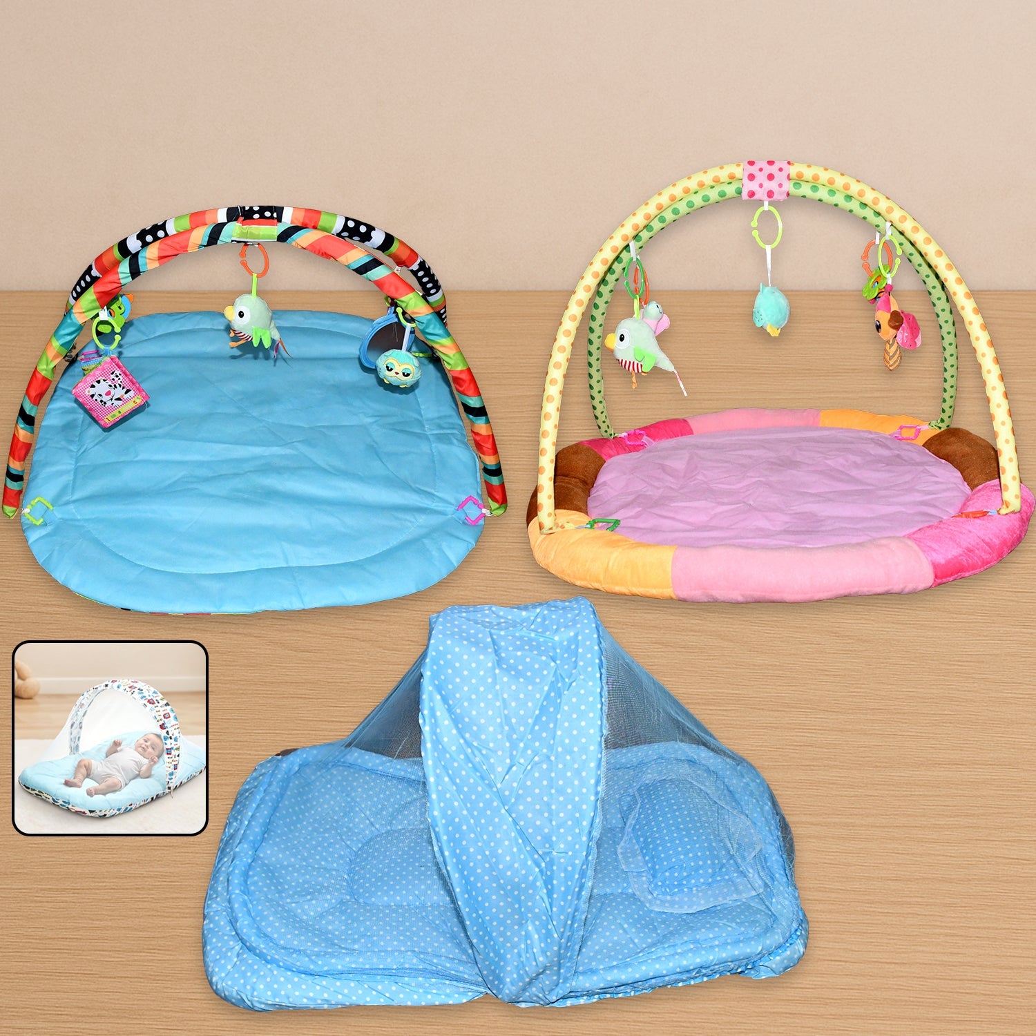 Multipurpose Baby Play Gym And Sleeping Mat (Mix Design  1 Pc) Wukusy