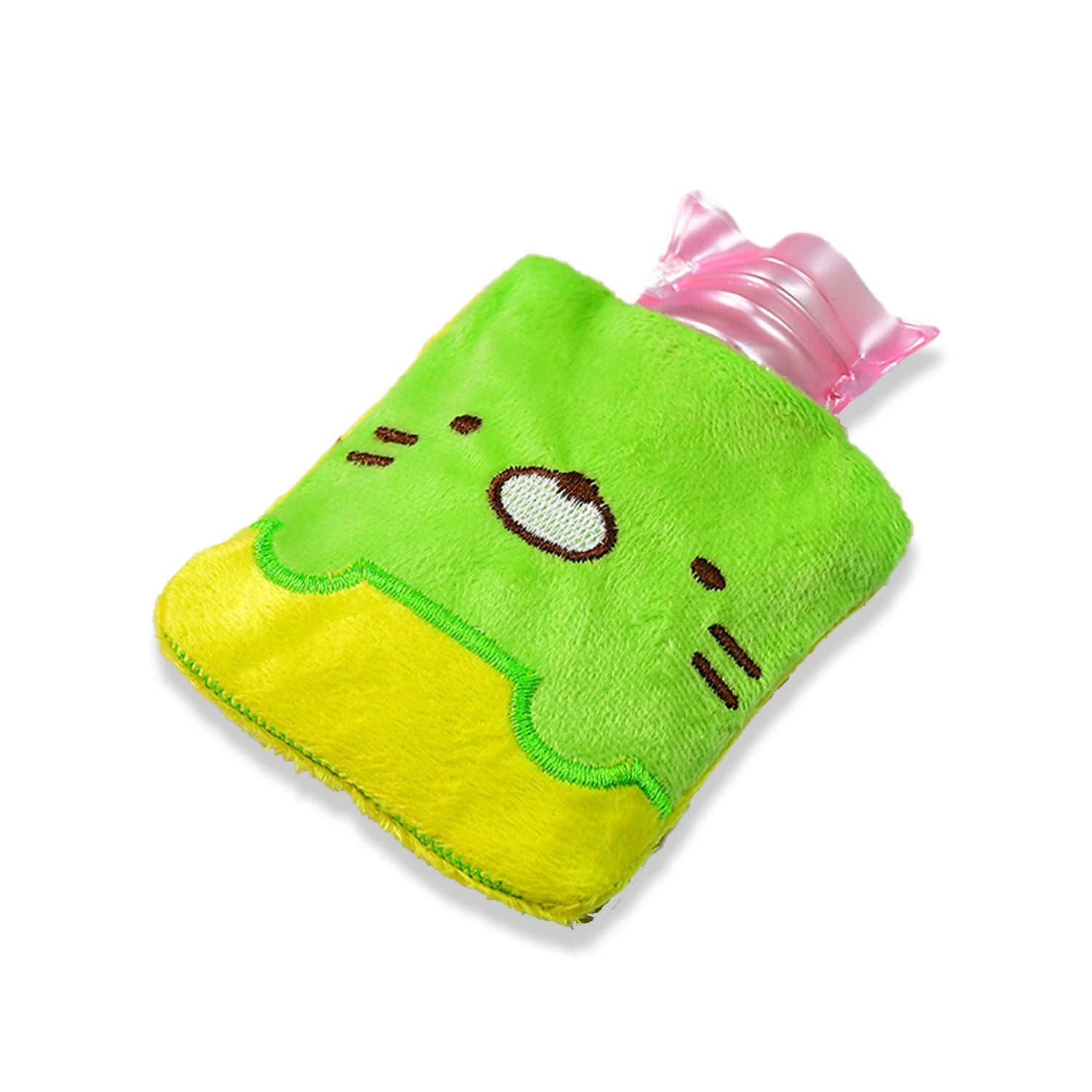 6514 Green Kitty Small Hot Water Bag With Cover For Pain Relief Neck Shoulder Pain And Hand Feet Warmer Menstrual Cramps. Wukusy
