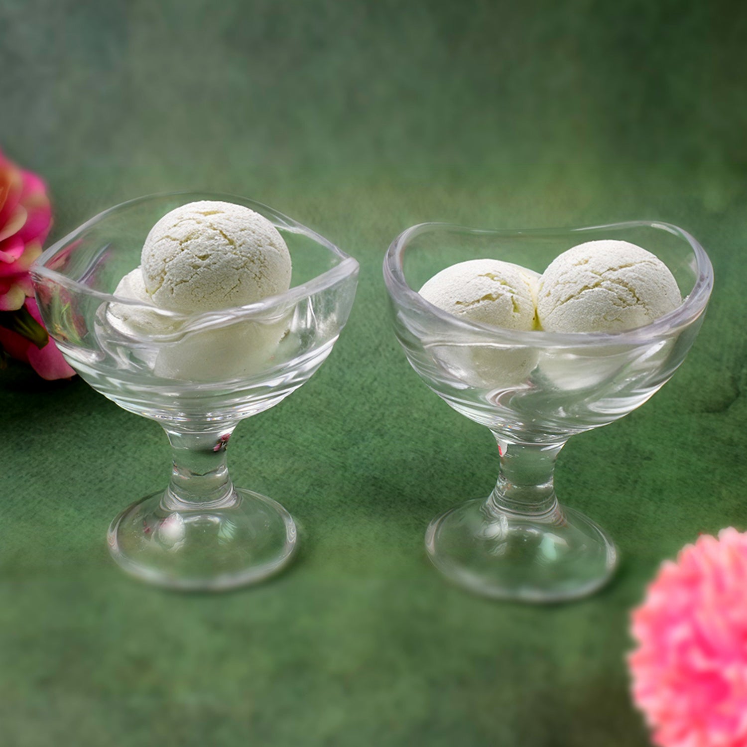 Glass Footed Dessert Bowl Ice Cream Cup (2 Pcs Set) Wukusy