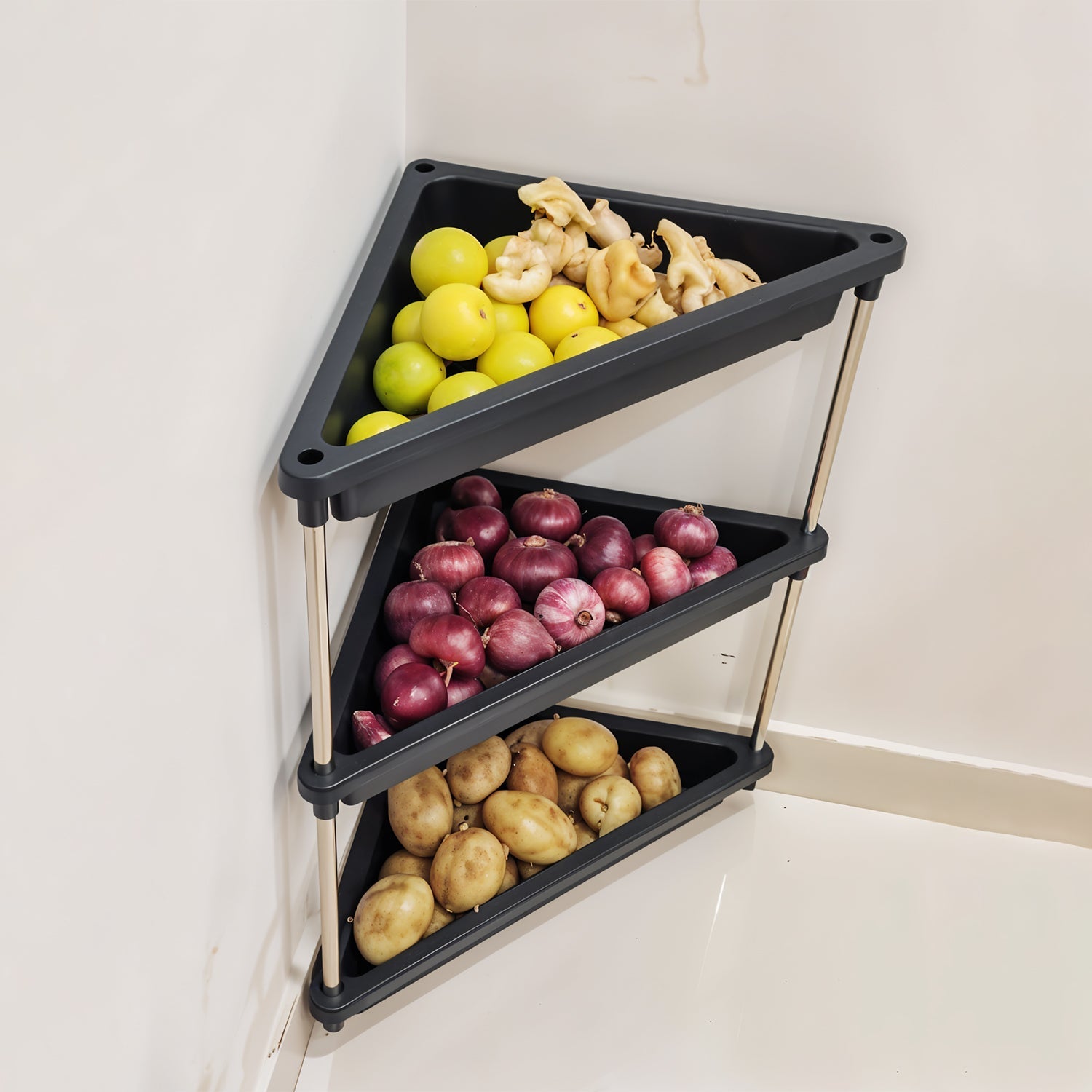 3-layer Multipurpose Plastic Corner Storage Rack Wukusy