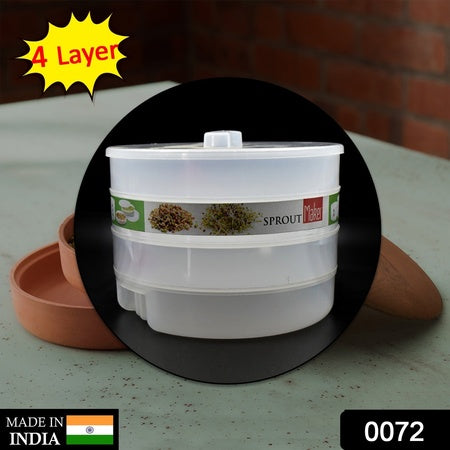 0072 Sprout Maker 4 Layer Used In All Kinds Of Household And Kitchen Purposes For Making And Blending Of Juices And Beverages Etc. Wukusy
