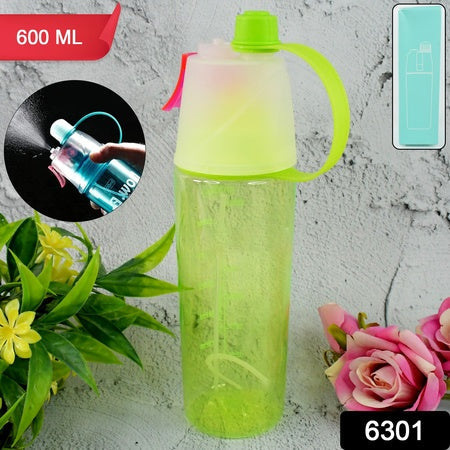 Plastic 2 In 1 Mist Spray Water Bottle (Multicolour  600 Ml  1 Pc) Wukusy
