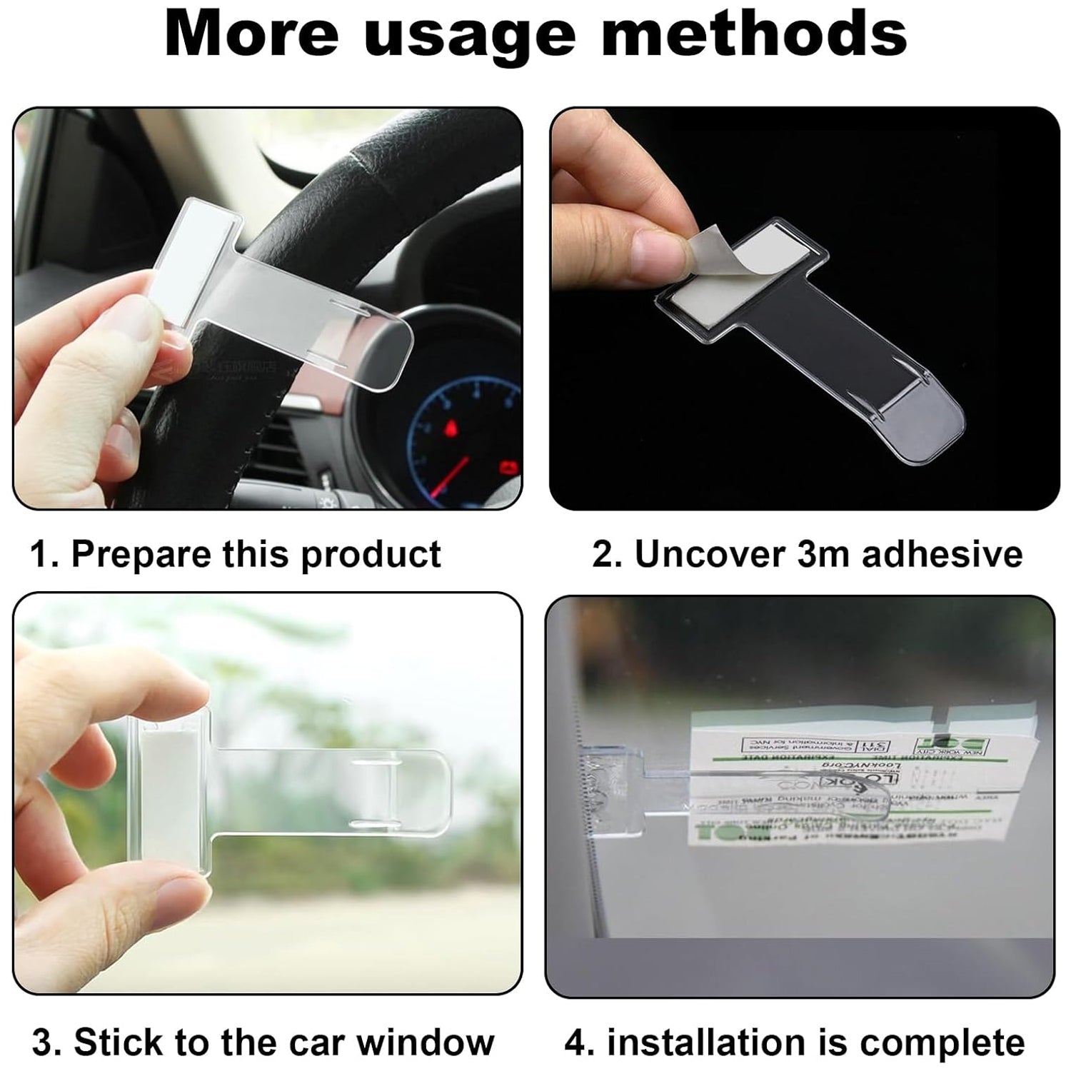 Windscreen Cardholder Fastag Stand Transparent Ticket Holder Car (2 Pc Set) Wukusy