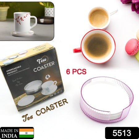 5513 Coasters Set Of 6 Plastic Coasters Spill Protection For Table Desk Durable And Non Slip Plastic Coaster Fit Common Size Drinking Glass Coffee Cup Tea Cup Mug Wukusy