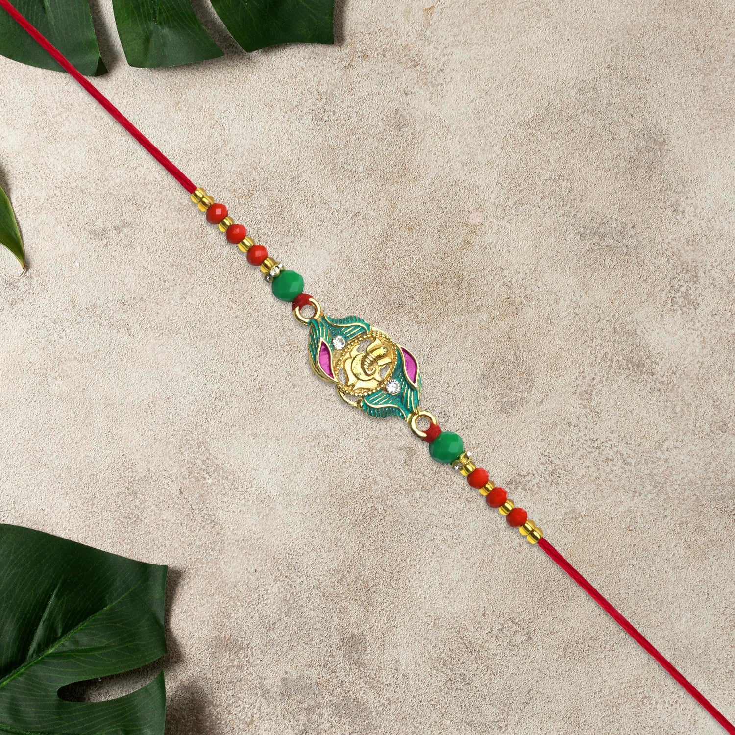 Ganesh Leaf Motif Rakhi Wukusy