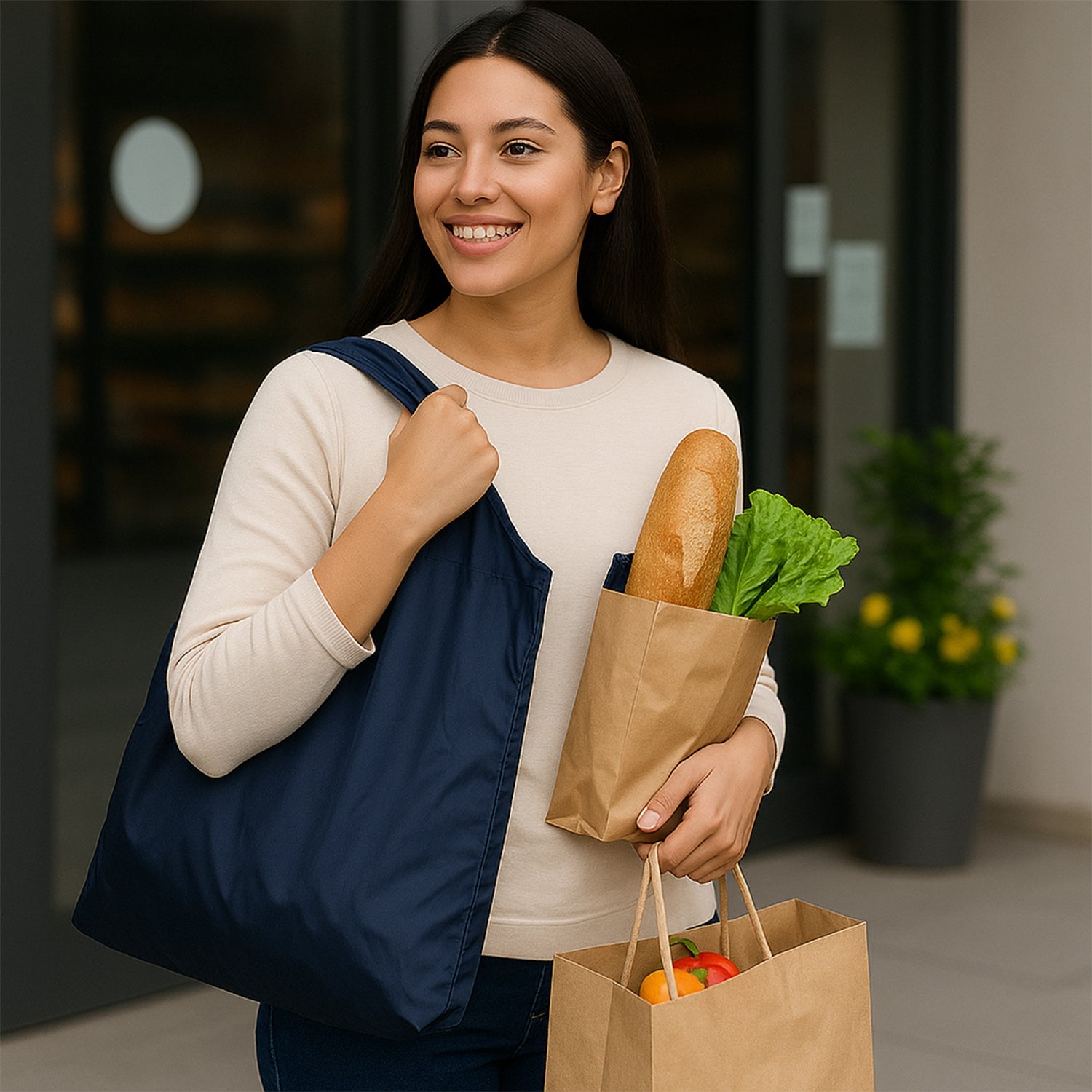 7737 Reusable Grocery Bags - Reusable Bags With Handles - Washable Reusable Shopping Bags Foldable Wukusy