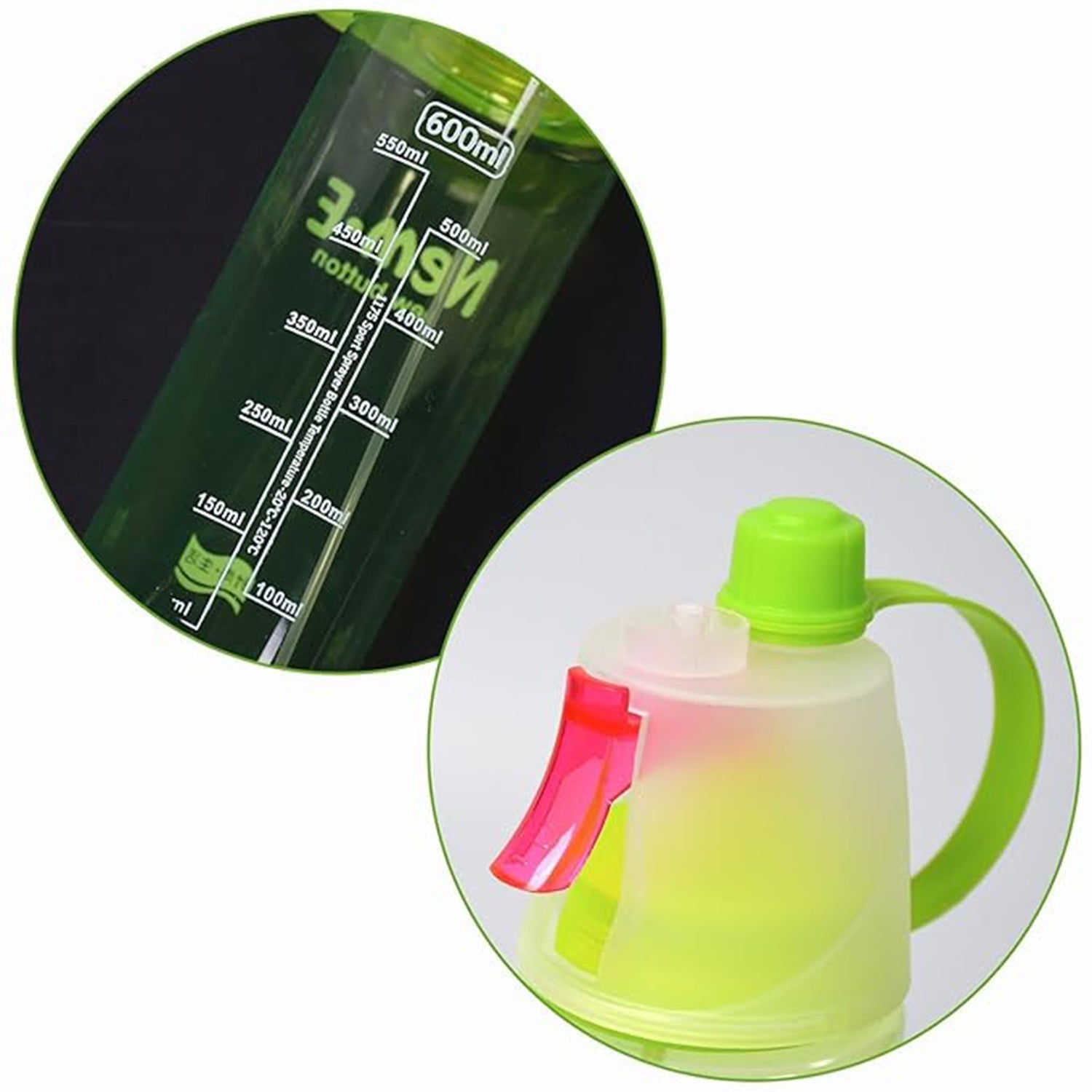 Plastic 2 In 1 Mist Spray Water Bottle (Multicolour  600 Ml  1 Pc) Wukusy