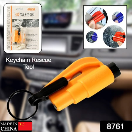 8761 2 In 1 Emergency Safety Cutter With Key Chain Small Portable Handy Emergency Safely Glass Breaking  Seat Belt Cutting Keychain Tool Wukusy