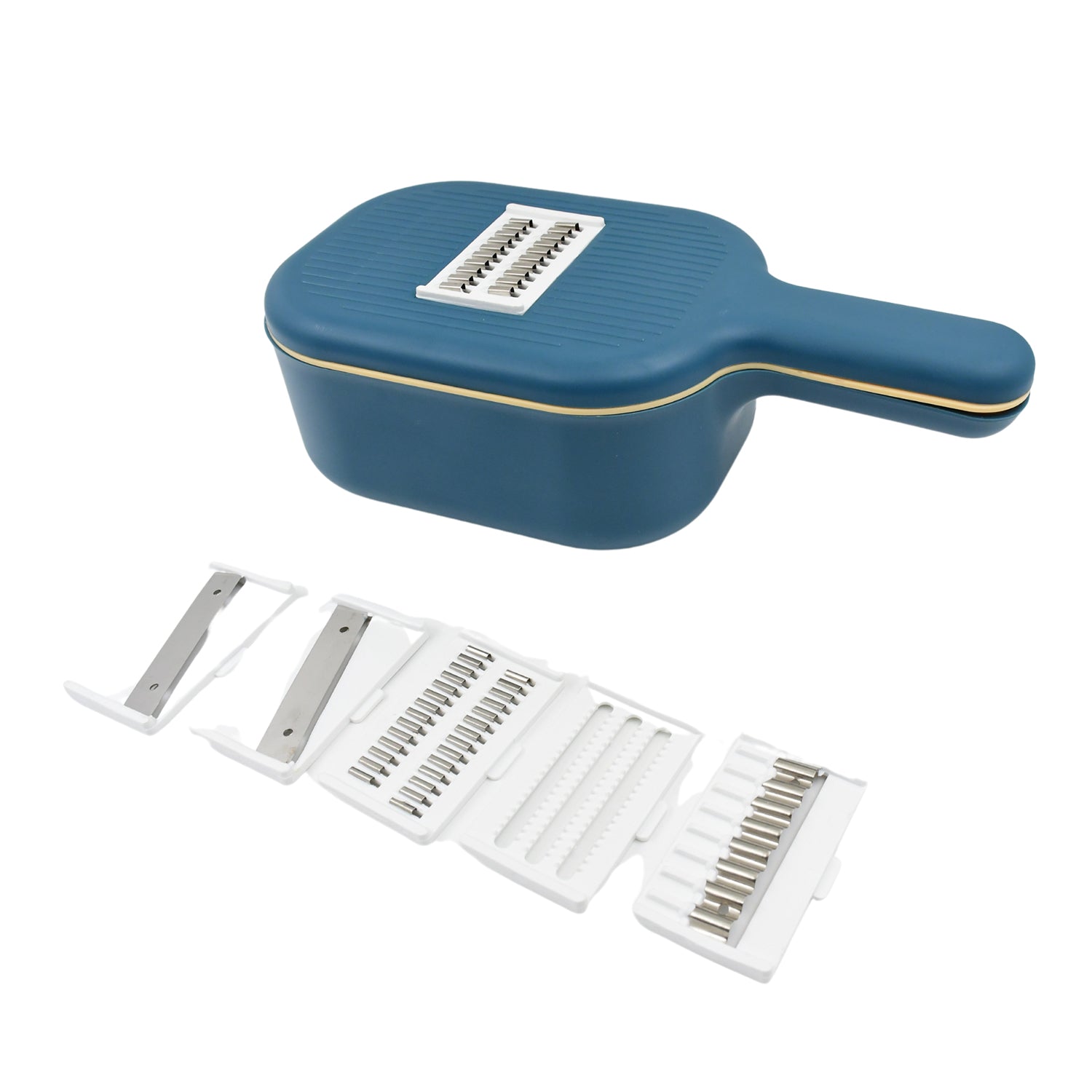Vegetable Slicer Cutter - 6 Blades Kitchen Accessories Tools  Appliances With Container  Handle (1 Set) Wukusy