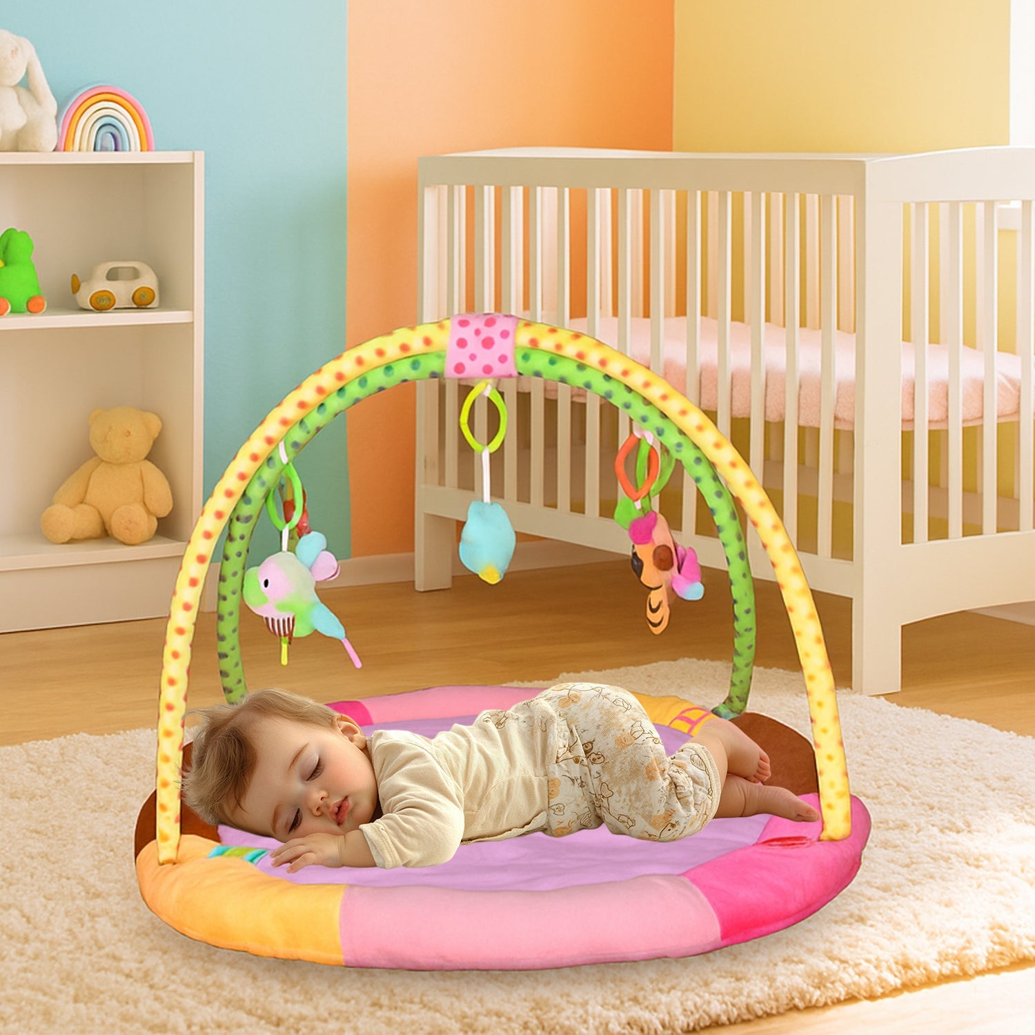 Multipurpose Baby Play Gym And Sleeping Mat (Mix Design  1 Pc) Wukusy