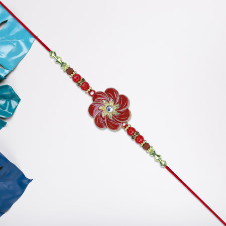 Red Floral Designer Rakhi Wukusy
