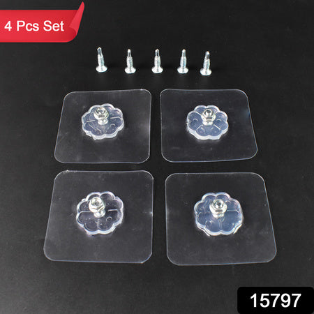 Self Adhesive Hooks Sticker  Screw Nut And Bolt Type (4 Pcs Set) Wukusy