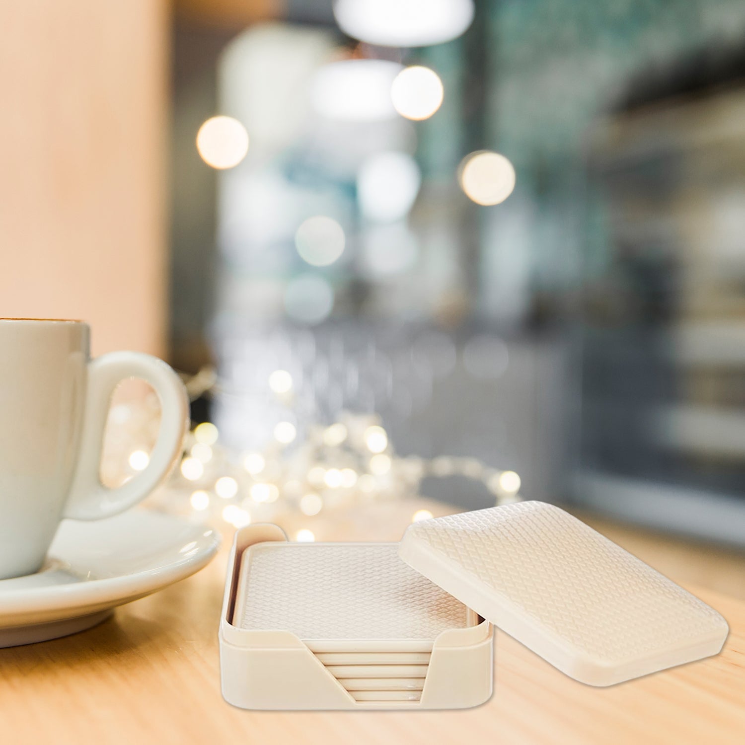 Ganesh Premium Square Coasters With Storage Box (6 Pc  Set) Wukusy