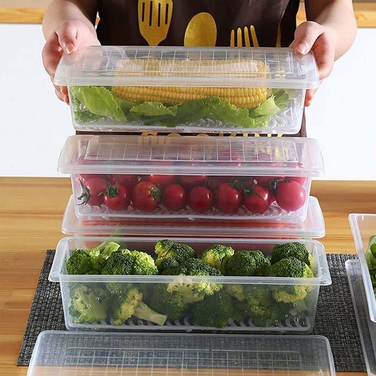 Vegetables  Fruits Freezer Storage Container (Pack Of 6pc 1500ml) Wukusy