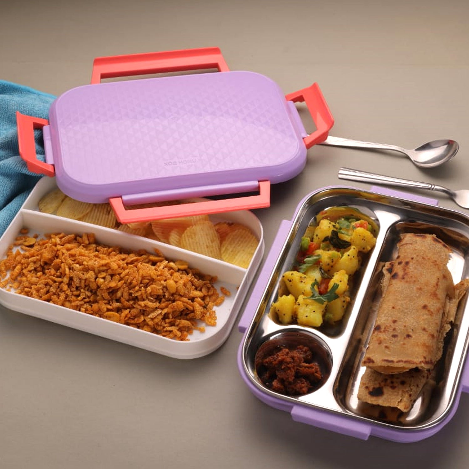 5364 Break Time Lunch Box Steel Plate Multi Compartment Lunch Box Carry To All Type Lunch In Lunch Box  Premium Quality Lunch Box Ideal For Office  School Kids  Travelling Ideal Wukusy