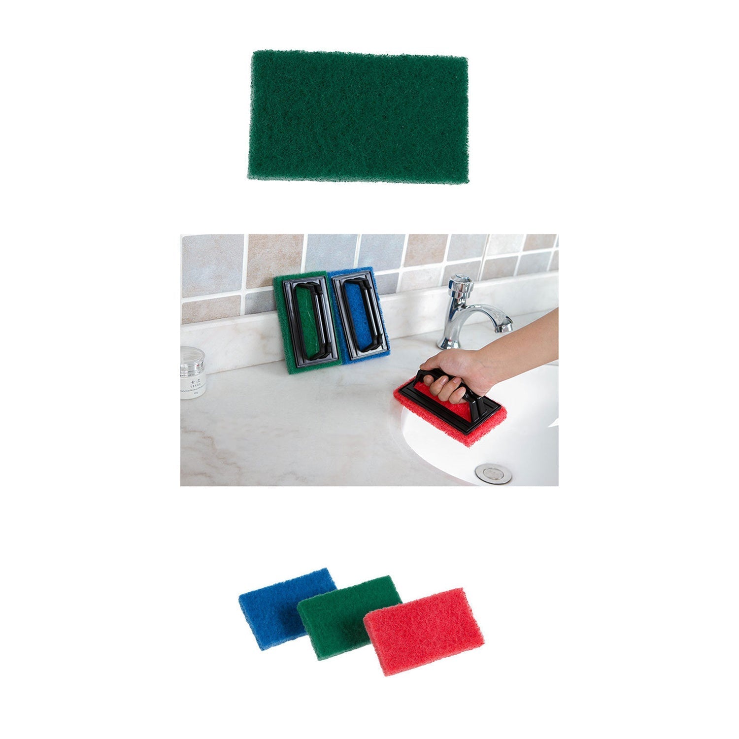 0222 Handle Scrubber Brush Widely Used By All Types Of Peoples For Washing Utensils And Stuffs In All Kinds Of Bathroom And Kitchen Places Etc. Wukusy
