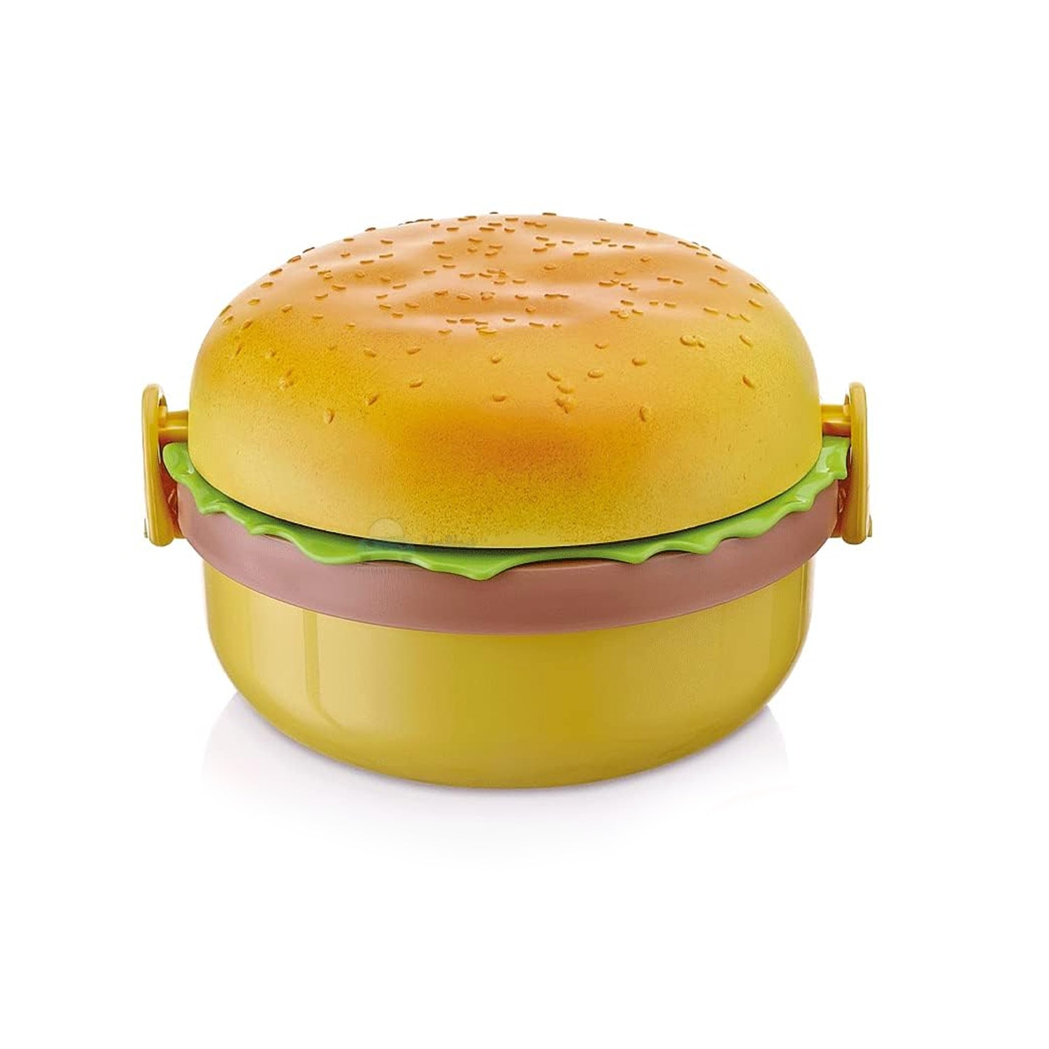 5313 Burger Shape Lunch Box Plastic Lunch Box Food Container Sets Double Layer Lunchbox 1000ml With 2 Spoon Applicable To Kids And Elementary School Students Wukusy