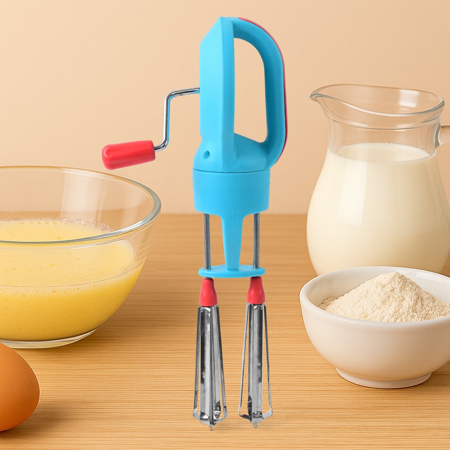 Supermom High-speed Manual Hand Beater With Dual Stainless Steel Whisks (1 Pc) Wukusy